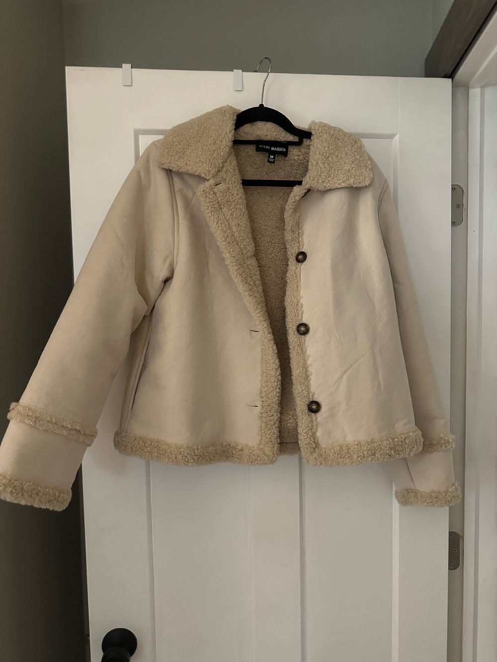 Steve Madden Cream Teddy Shearling Jacket